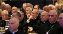 Bishops listen to a speaker Nov. 14, 2018, at the fall general assembly of the U.S. Conference of Catholic Bishops in Baltimore. (CNS/Bob Roller)