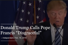 The one-minute ad released by Not Our Faith PAC includes a quote from then presidential candidate Donald Trump (NCR screenshot/YouTube/NotOurFaith PAC)