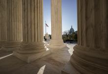The Supreme Court is seen Nov. 4, 2020, in Washington, with the U.S. Capitol in the distance. (AP photo/J. Scott Applewhite, File)