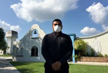 Fr. Humberto Zúñiga Rogríguez tends to a congregation hard hit by COVID-19 in the Mexican border city of Matamoros. He was tapped to serve as a chaplain in COVID-19 wards after becoming ill with the disease and eventually recovering. (David Agren)