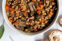 Mushroom lentil stew with carrots and spices (At Elizabeth's Table/Elizabeth Varga)