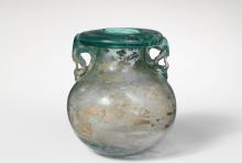 Glass aryballos (oil bottle) from 1st to 3rd century A.D. Rome (Metropolitan Museum of Art)