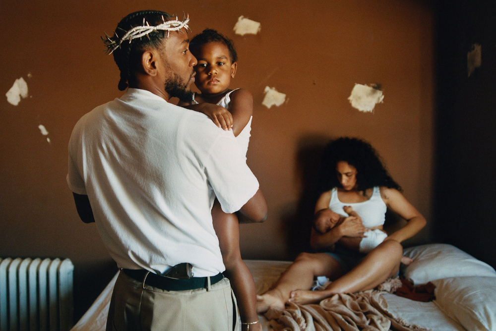 Kendrick Lamar and his family on the cover of his album, "Mr. Morale & the Big Steppers." (Photo by Renell Medrano)